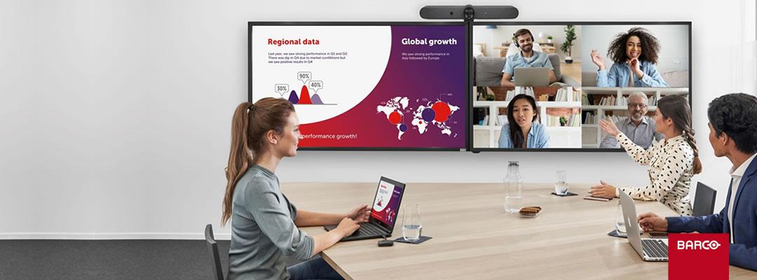 Sistema de Colaboração e videoconferência sem fio da Click share Barco By Garrett Audiovisuais